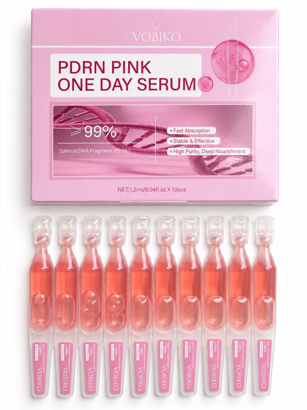 PDRN Salmon DNA Pink One Day Serum 10 Ampoules Hydrating Collagen Glass Skin